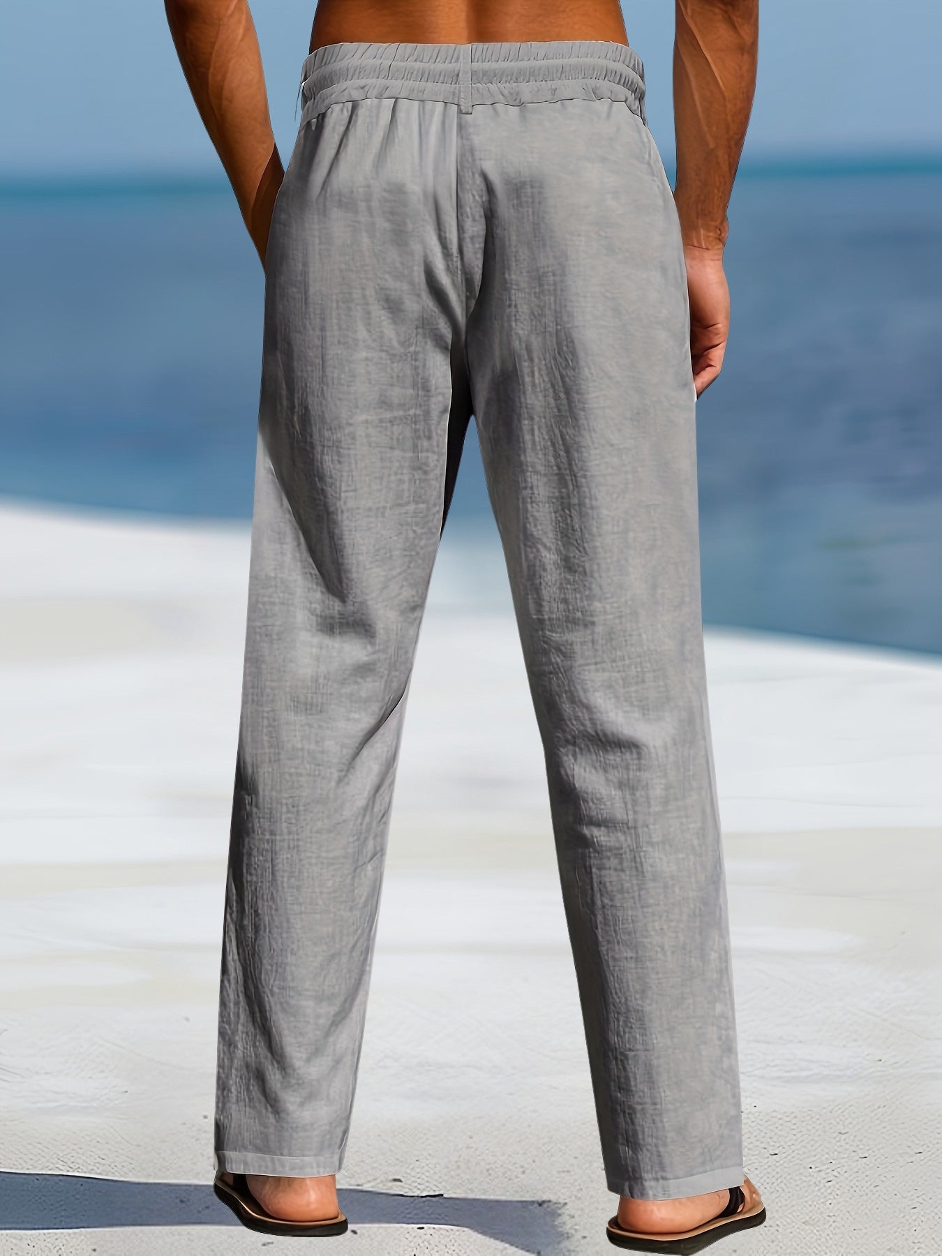 Pantalón de Pierna Ancha con Cintura Elástica y Cordón para Hombre | Ideal para Uso Diario