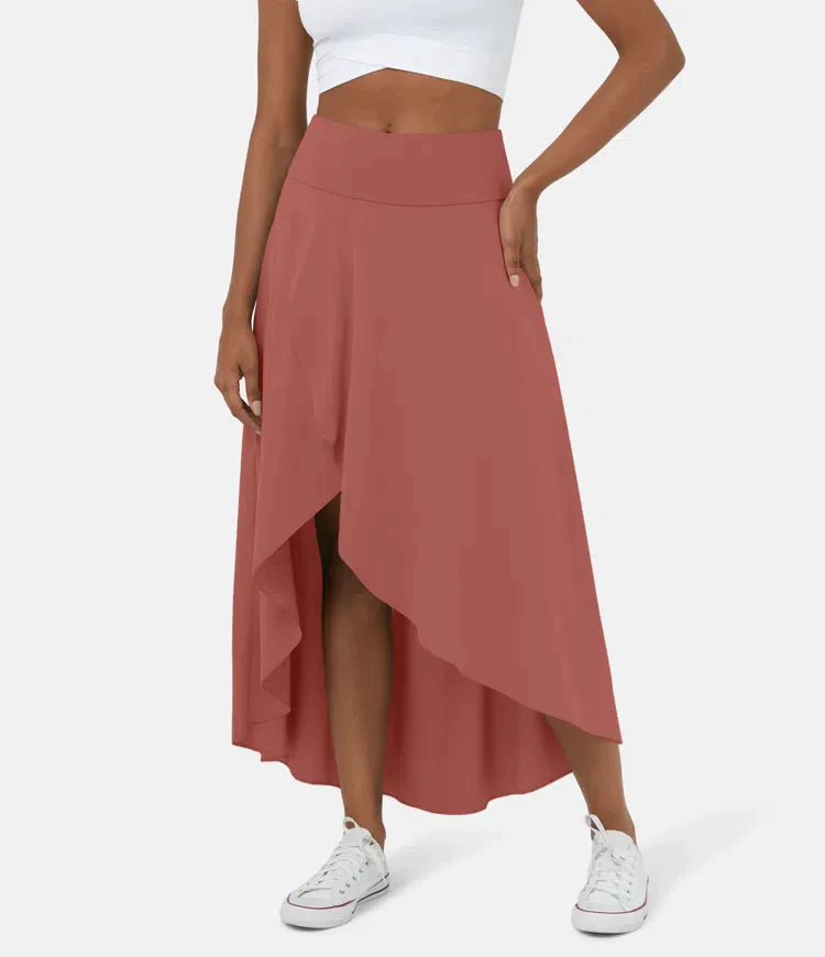 Falda Midi De Talle Alto Con Bajo Fruncido Para Mujer | Ideal Para Uso Diario