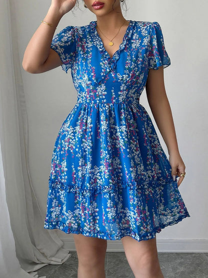 Vestido Corto con Estampado Floral y Corte Cruzado para Mujer | Ideal para Salidas de Verano y Actividades de Día