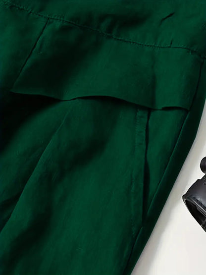 Pantalón De Corte Amplio Con Cintura Elástica Trasera Y Bolsillos Laterales Para Mujer | Ideal Para Uso Diario