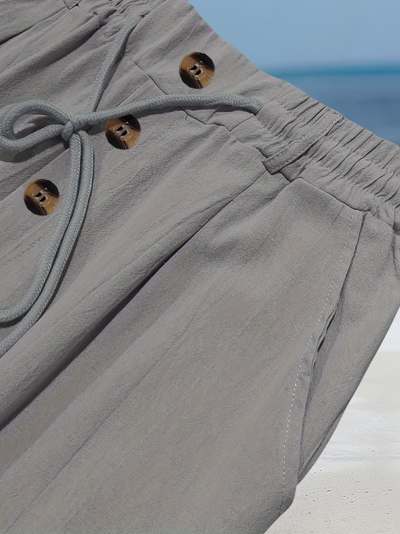 Pantalón de Pierna Ancha con Cintura Elástica y Cordón para Hombre | Ideal para Uso Diario