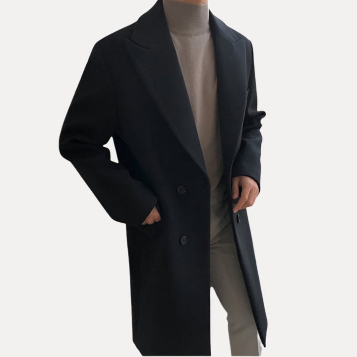 Abrigo Cruzado Con Botones Y Bolsillos Frontales Para Hombre | Ideal Para Entretiempo Y Uso Diario