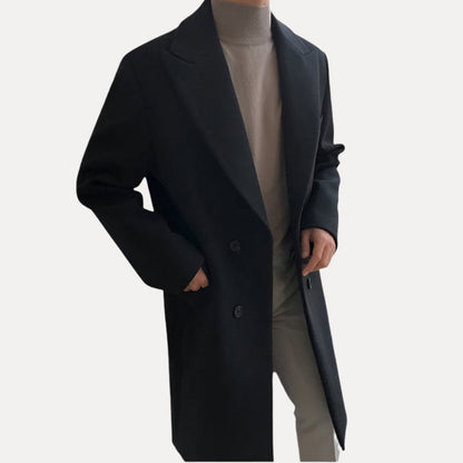 Abrigo Cruzado Con Botones Y Bolsillos Frontales Para Hombre | Ideal Para Entretiempo Y Uso Diario
