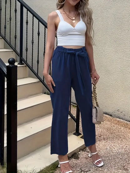 Pantalón Con Cintura Ajustable Y Pierna Recta Para Mujer | Ideal Para Uso Diario