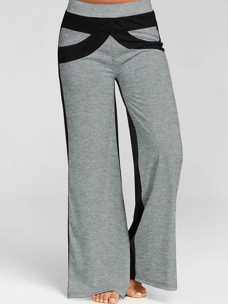 Pantalón Ancho con Diseño Color Block para Mujer | Ideal para Uso Diario y Ocasiones Informales