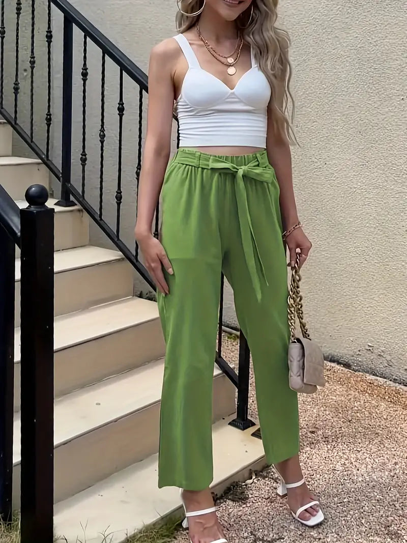 Pantalón Con Cintura Ajustable Y Pierna Recta Para Mujer | Ideal Para Uso Diario