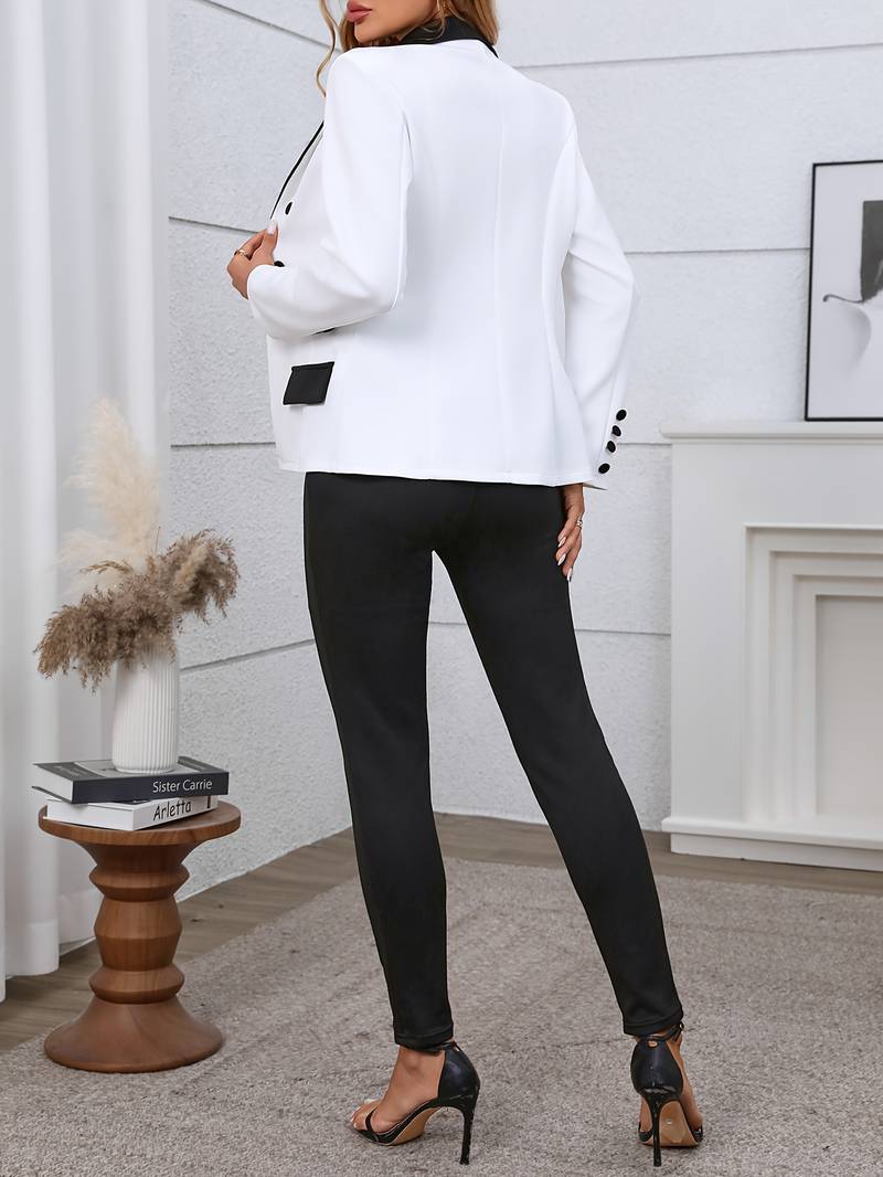 Conjunto de Dos Piezas con Blazer Estructurado y Pantalón Ajustado para Mujer | Ideal para Oficina o Eventos