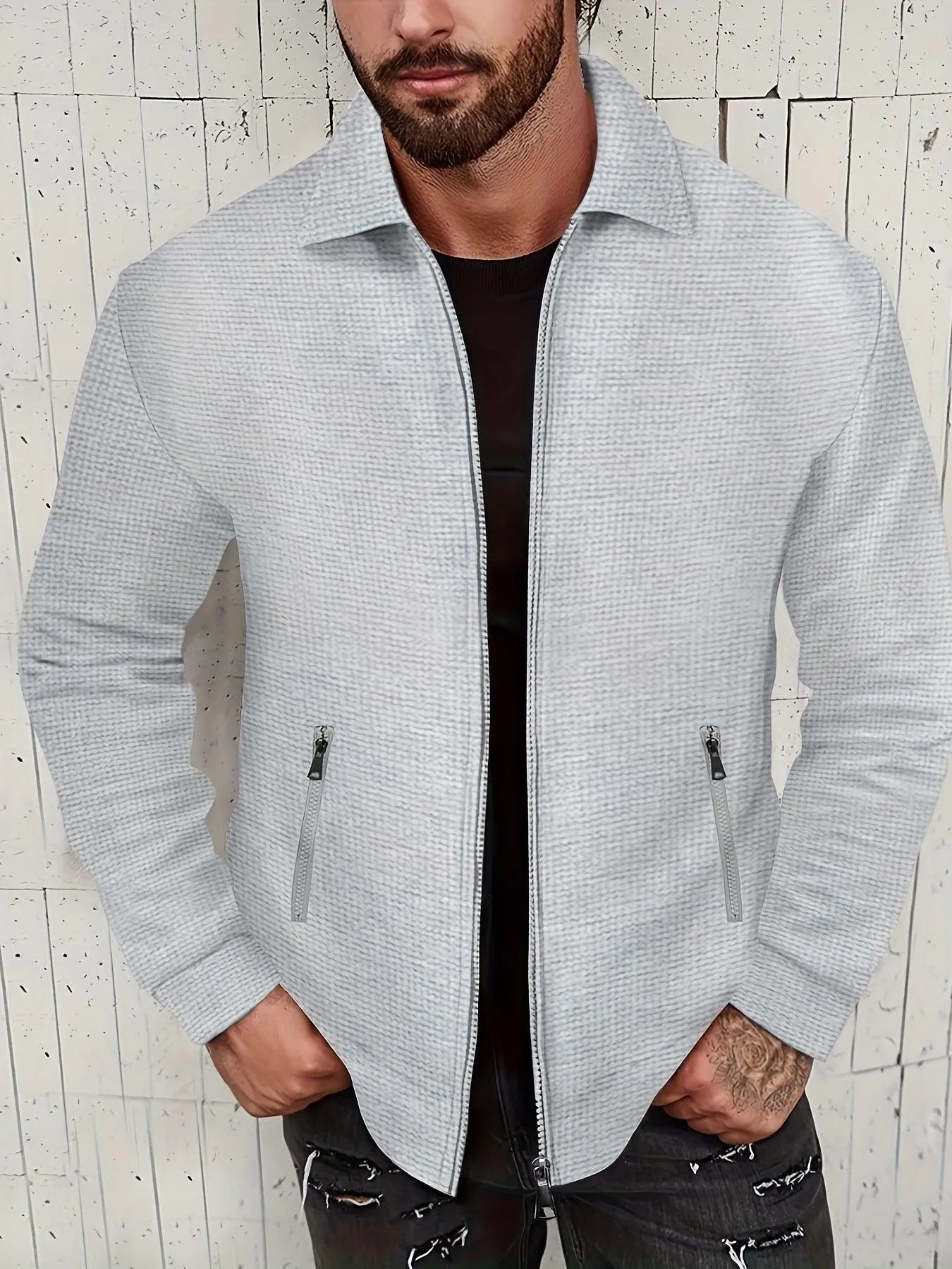 Chaqueta De Color Liso Con Diseño Flexible Para Hombre | Ideal Para Uso Diario Y Entretiempo