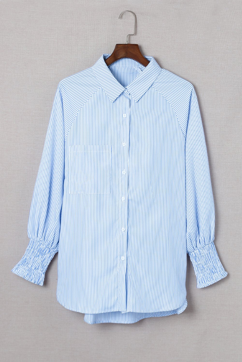 Camisa Midi Con Estampado De Rayas Y Mangas Oversize Para Mujer | Ideal Para Uso Diario Y Viajes