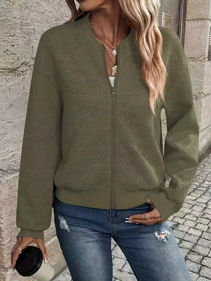 Chaqueta Con Cremallera Frontal Y Corte Holgado Para Mujer | Ideal Para Uso Diario O Entretiempo