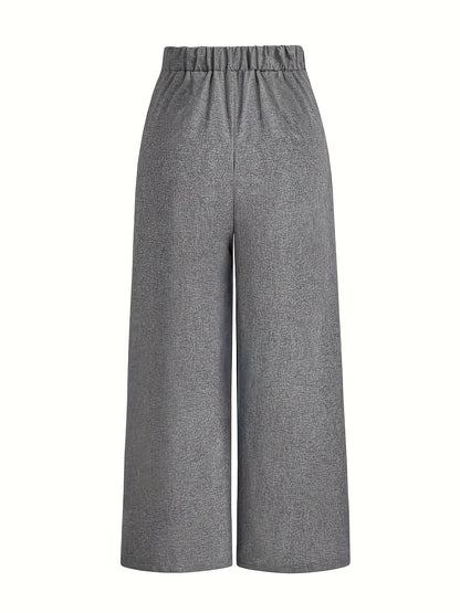Pantalón De Talle Alto Con Piernas Anchas Y Pliegues Frontales Para Mujer | Ideal Para Uso Diario O Profesional