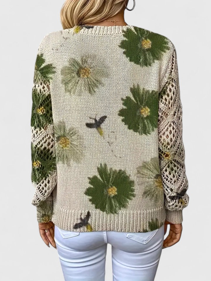 Jersey De Manga Larga Con Motivo Floral Y Cuello En V Para Mujer | Ideal Para Uso Diario