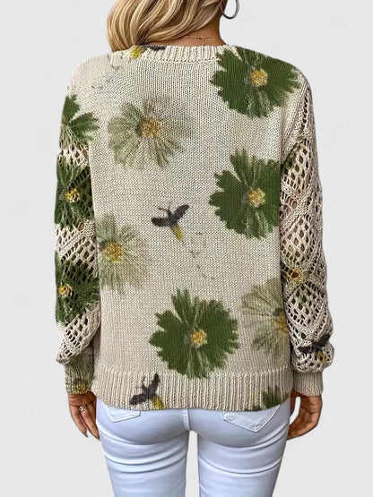 Jersey De Manga Larga Con Motivo Floral Y Cuello En V Para Mujer | Ideal Para Uso Diario