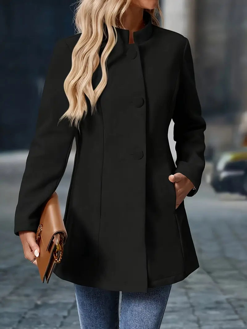 Blazer Sin Cuello Con Cierre De Botones Y Largo Medio Para Mujeres | Ideal Para Uso Diario O Entornos Formales