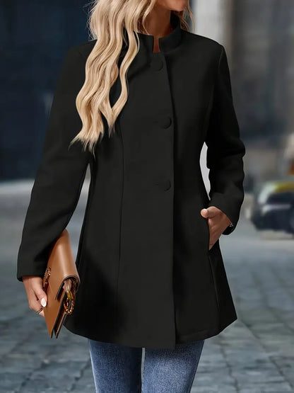 Blazer Sin Cuello Con Cierre De Botones Y Largo Medio Para Mujeres | Ideal Para Uso Diario O Entornos Formales