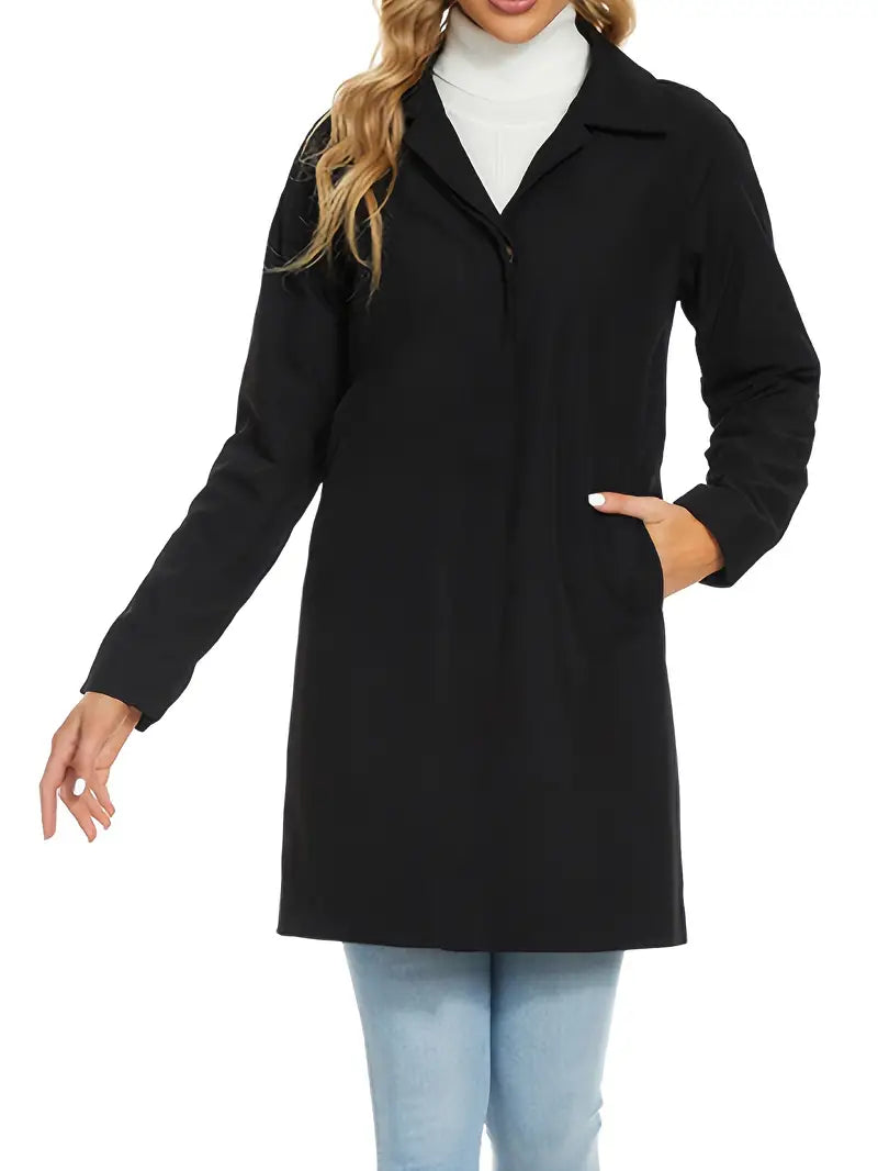 Trench Largo Con Cinturón Ajustable Y Cierre De Botones Para Mujer | Ideal Para Otoño E Invierno
