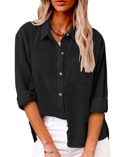 Camisa de Manga Larga con Cierre de Botones para Mujer | Ideal para Uso Diario y Semi-Formal