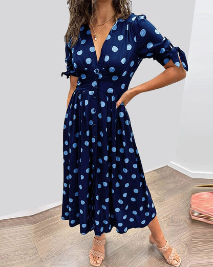 Vestido Midi con Estampado de Lunares para Mujer | Ideal para Salidas y Eventos de Verano