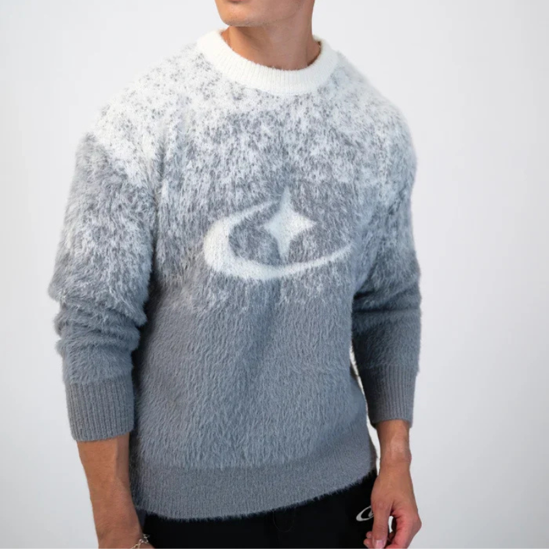 Jersey de Cuello Redondo con Diseño Degradado y Motivo Central para Mujer y Hombre | Ideal para Uso Diario