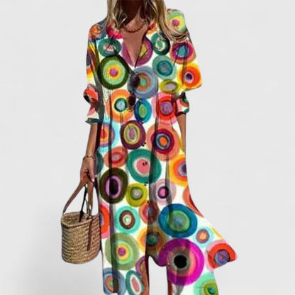 Vestido Midi Con Botones Frontales Y Estampado Floral Para Mujer | Ideal Para Verano Y Uso Diario