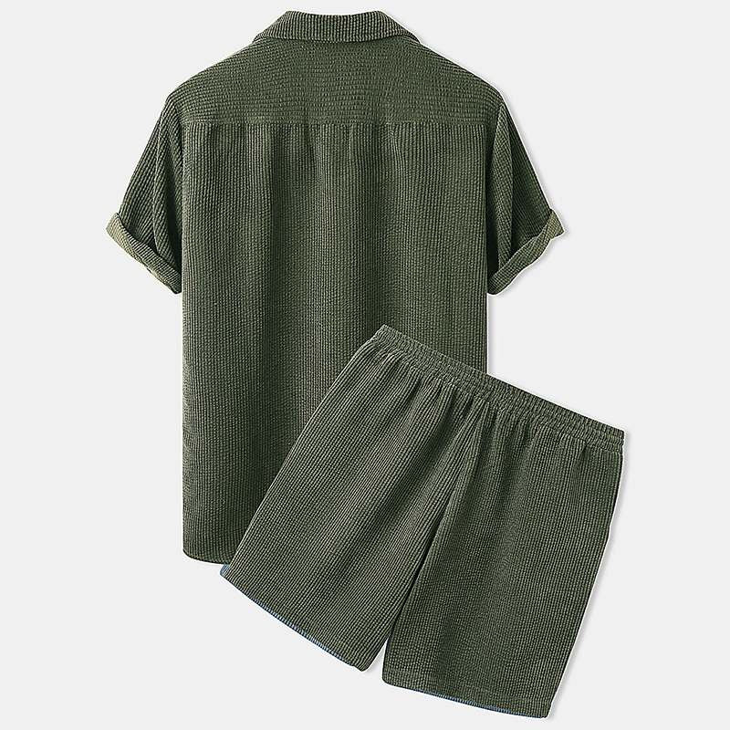 Conjunto De Dos Piezas Para Hombre Con Camisa De Manga Corta Y Short | Uso Diario Verano