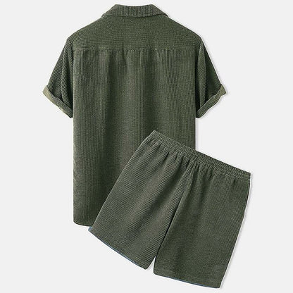 Conjunto De Dos Piezas Para Hombre Con Camisa De Manga Corta Y Short | Uso Diario Verano