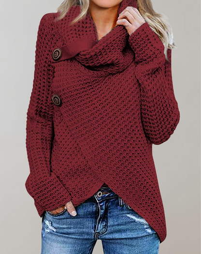 Suéter De Punto Con Cuello Alto Y Manga Larga Para Mujer | Ideal Para Otoño E Invierno
