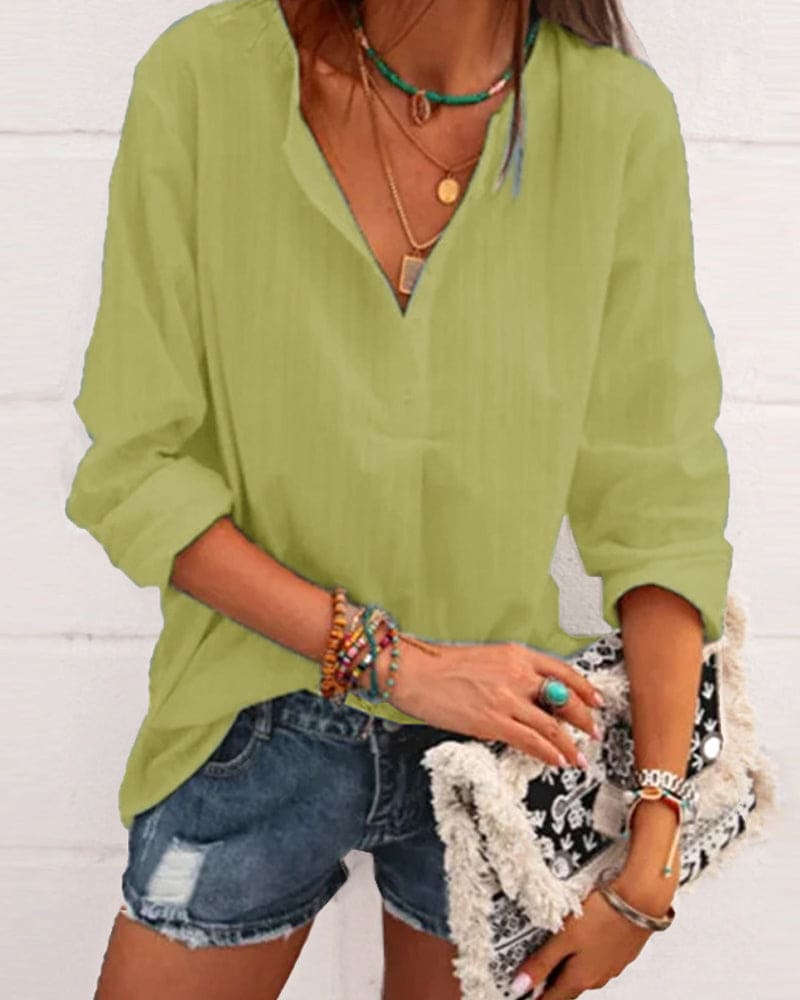 Blusa Con Corte Holgado Y Mangas 3/4 Para Mujer | Ideal Para Uso Diario En Verano