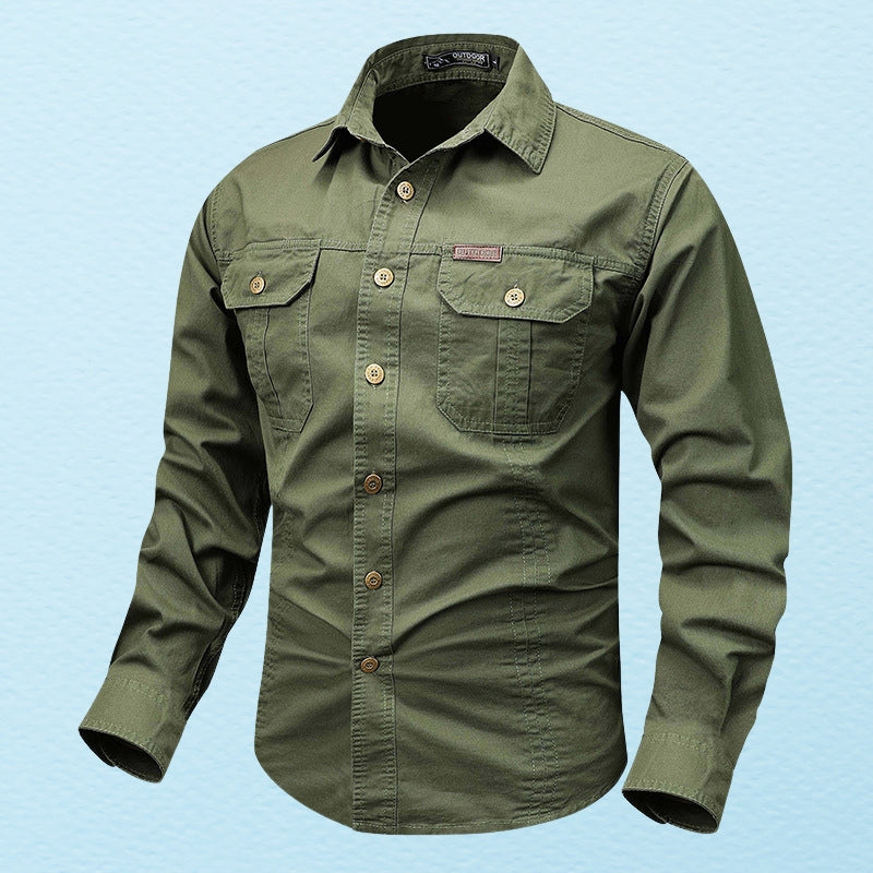 Camisa Con Cierre De Botones Y Bolsillos En El Pecho Para Hombres | Ideal Para Uso Diario Y Profesional