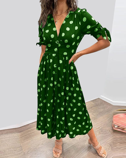 Vestido Midi con Estampado de Lunares para Mujer | Ideal para Salidas y Eventos de Verano