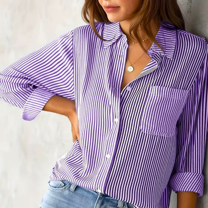 Blusa con Motivo Rayado y Corte Amplio para Mujer | Ideal para Uso Diario o Actividades Informales