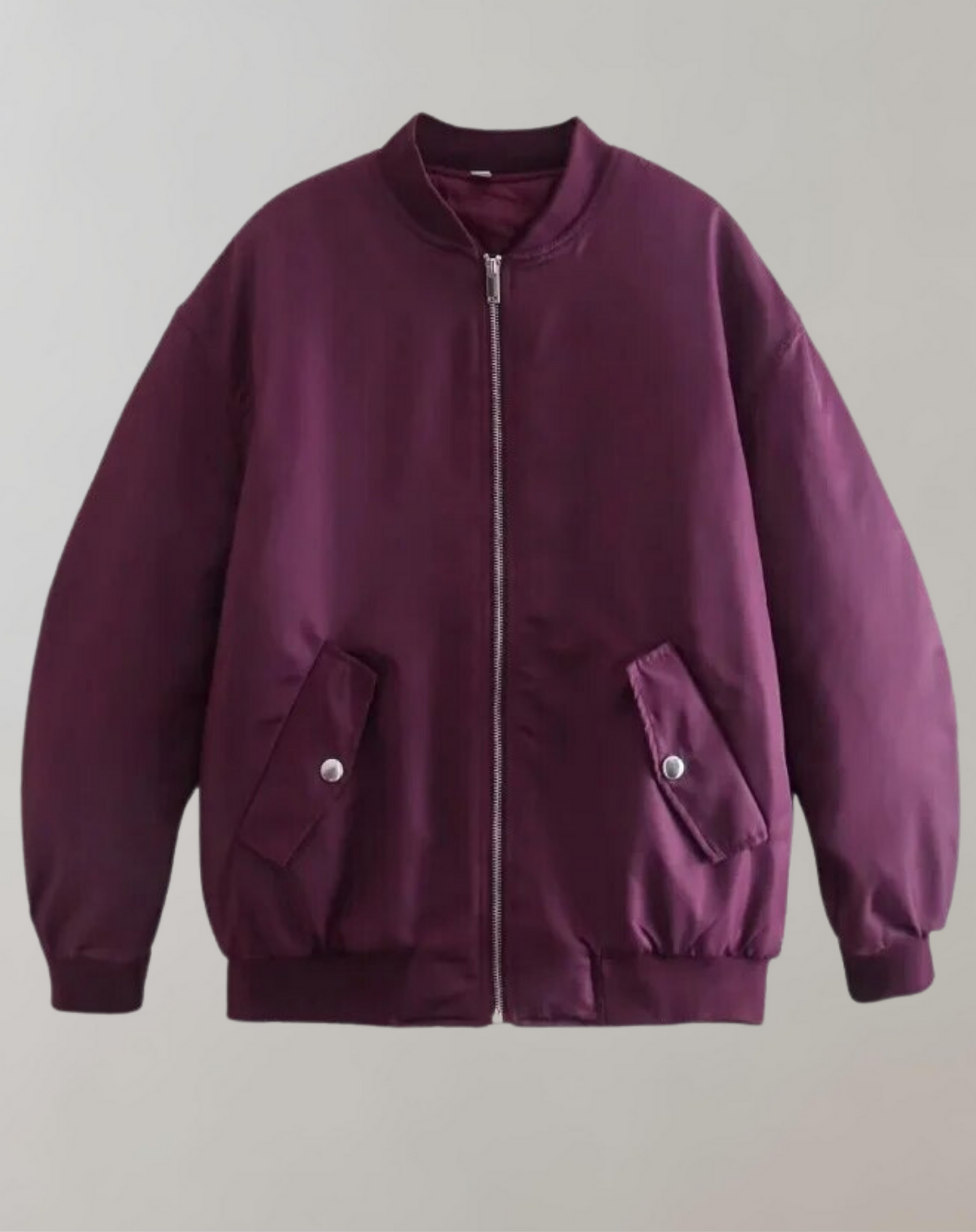 Chaqueta Bomber Con Bolsillos De Cremallera Y Cuello Alto Para Mujer | Ideal Para Uso Diario Y Entretiempo