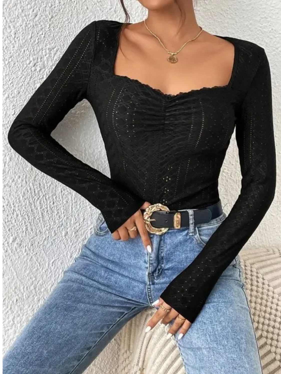 Top Con Cuello Cuadrado Y Detalles Bordados Para Mujer | Ideal Para Uso Diario Y Profesional