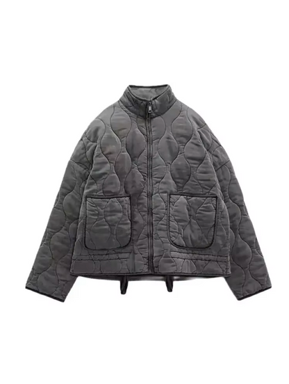 Chaqueta con Cierre de Cremallera y Cuello Redondo para Mujer | Ideal para Uso Diario en Entretiempo
