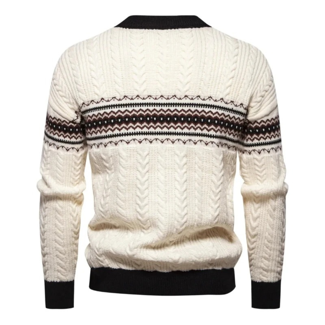 Jersey Con Motivo Nórdico Horizontal Y Estructura Trenzada Para Hombre | Ideal Para Uso Diario En Clima Fresco