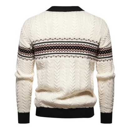 Jersey Con Motivo Nórdico Horizontal Y Estructura Trenzada Para Hombre | Ideal Para Uso Diario En Clima Fresco