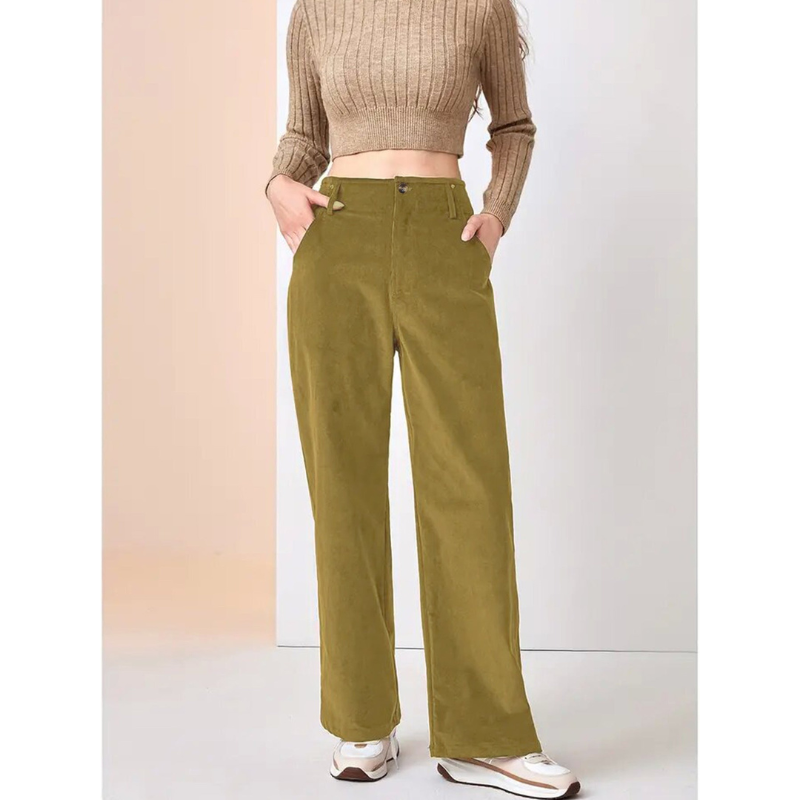 Pantalón Con Pierna Ancha Y Corte Holgado Para Mujer | Ideal Para Uso Diario
