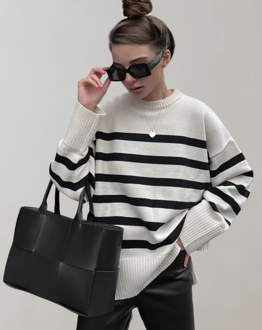 Jersey Con Rayas De Corte Amplio Para Mujer | Ideal Para Uso Diario