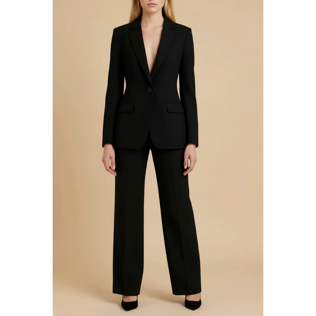 Conjunto De Chaqueta Larga Y Pantalón De Corte Recto Para Mujer | Ideal Para Oficina Y Eventos Formales