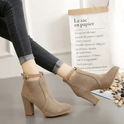 Botines con Tacón de Bloque Alto para Mujer | Ideal para Uso Diario y Eventos
