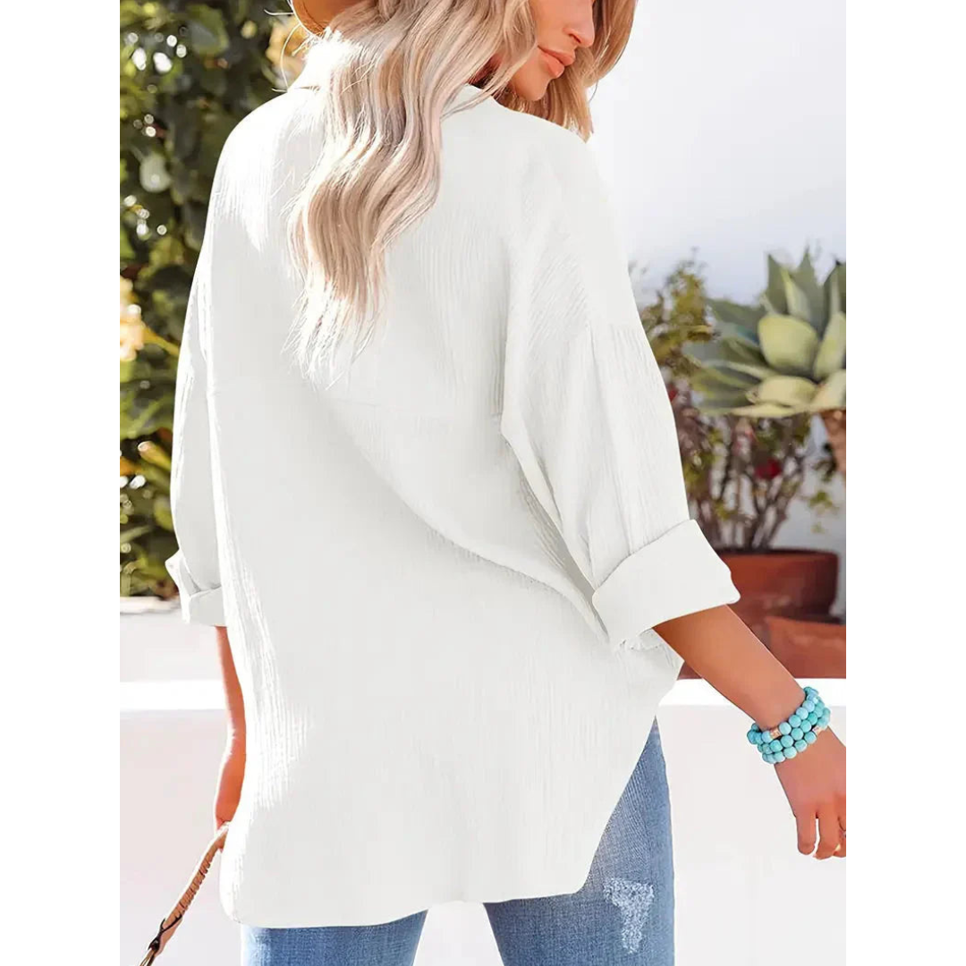 Camisa Con Corte Recto Y Mangas Largas Para Mujer | Ideal Para Uso Diario Y Profesional