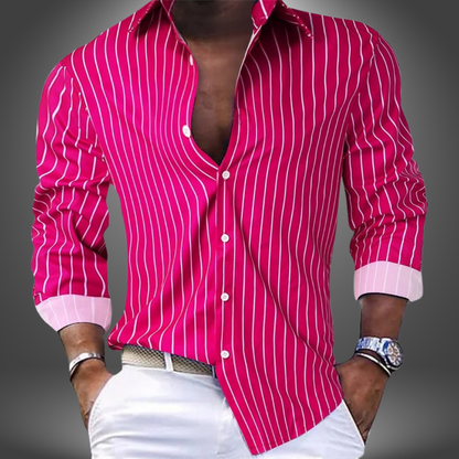Camisa De Manga Larga Con Cierre De Botones Para Hombres | Ideal Para Uso Diario
