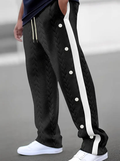 Pantalón de Corte Amplio con Botones Laterales y Cintura Elástica para Hombre | Ideal para Uso Diario