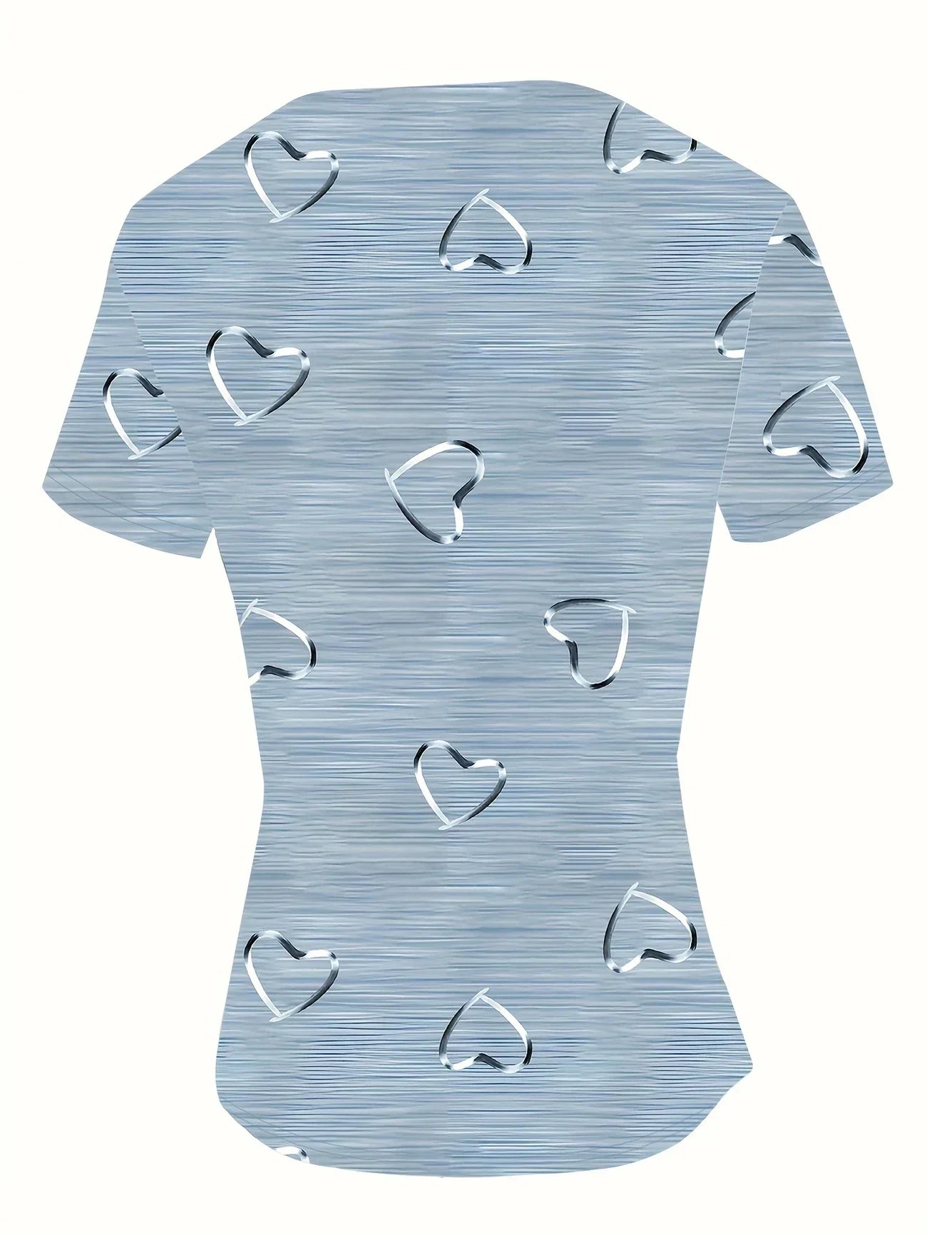 Top De Manga Larga Con Cuello En V Y Estampado De Corazones Para Mujer | Ideal Para Uso Diario