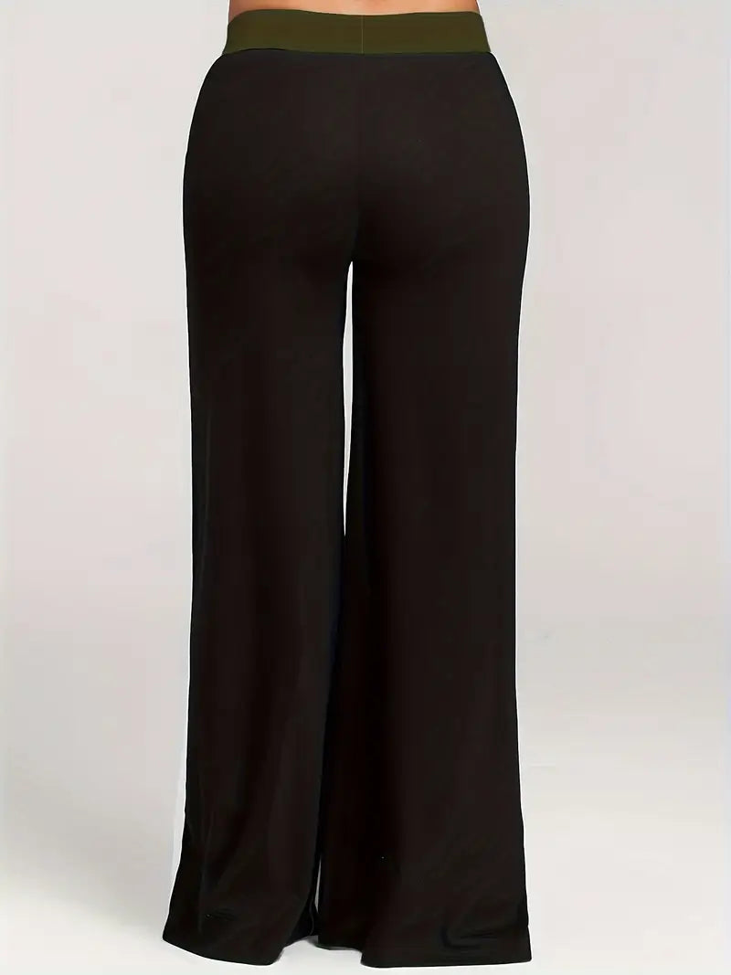 Pantalón Ancho con Diseño Color Block para Mujer | Ideal para Uso Diario y Ocasiones Informales