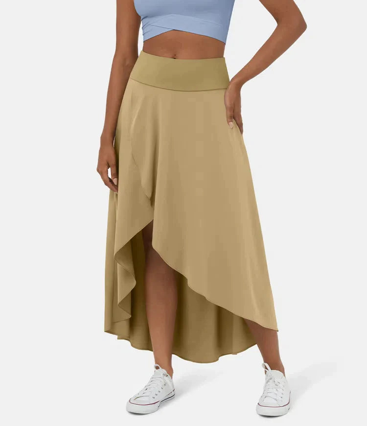 Falda Midi De Talle Alto Con Bajo Fruncido Para Mujer | Ideal Para Uso Diario