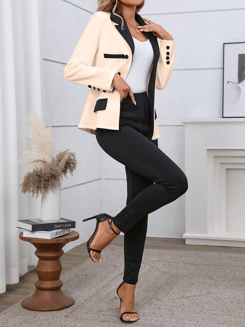 Conjunto de Dos Piezas con Blazer Estructurado y Pantalón Ajustado para Mujer | Ideal para Oficina o Eventos
