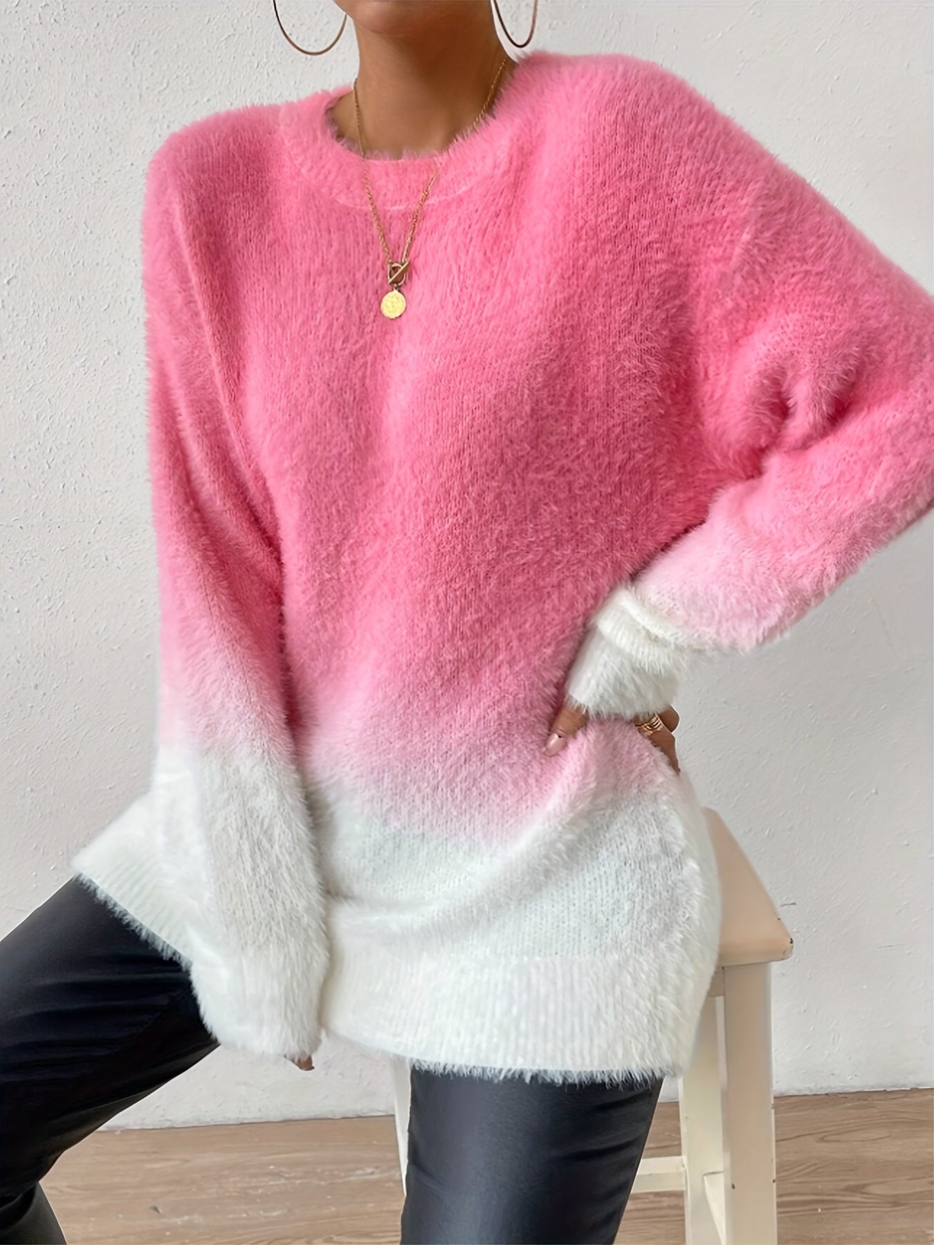 Jersey Con Cuello Redondo Y Degradado De Color Para Mujer | Ideal Para Uso Diario