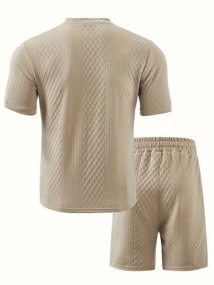 Conjunto de Dos Piezas con Camisa de Cuello Mao para Hombre | Ideal para Uso Diario