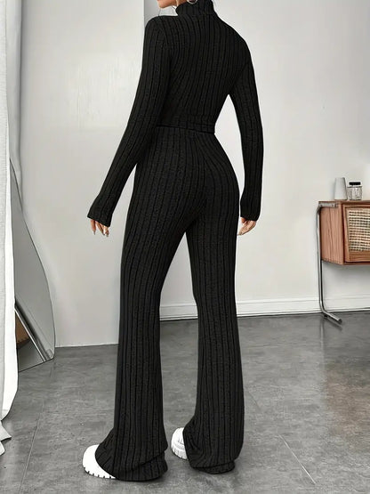 Conjunto De Top De Manga Larga Y Pantalón A Juego Para Mujer | Ideal Para Uso Diario Y Salidas Informales